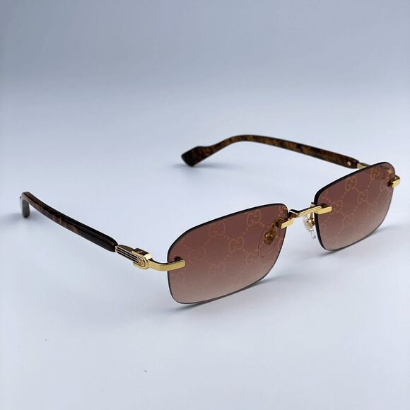 NEW Gucci GG1221S 004 Gold Yellow Red Mirrored Square Unisex Sunglasses main image 10
